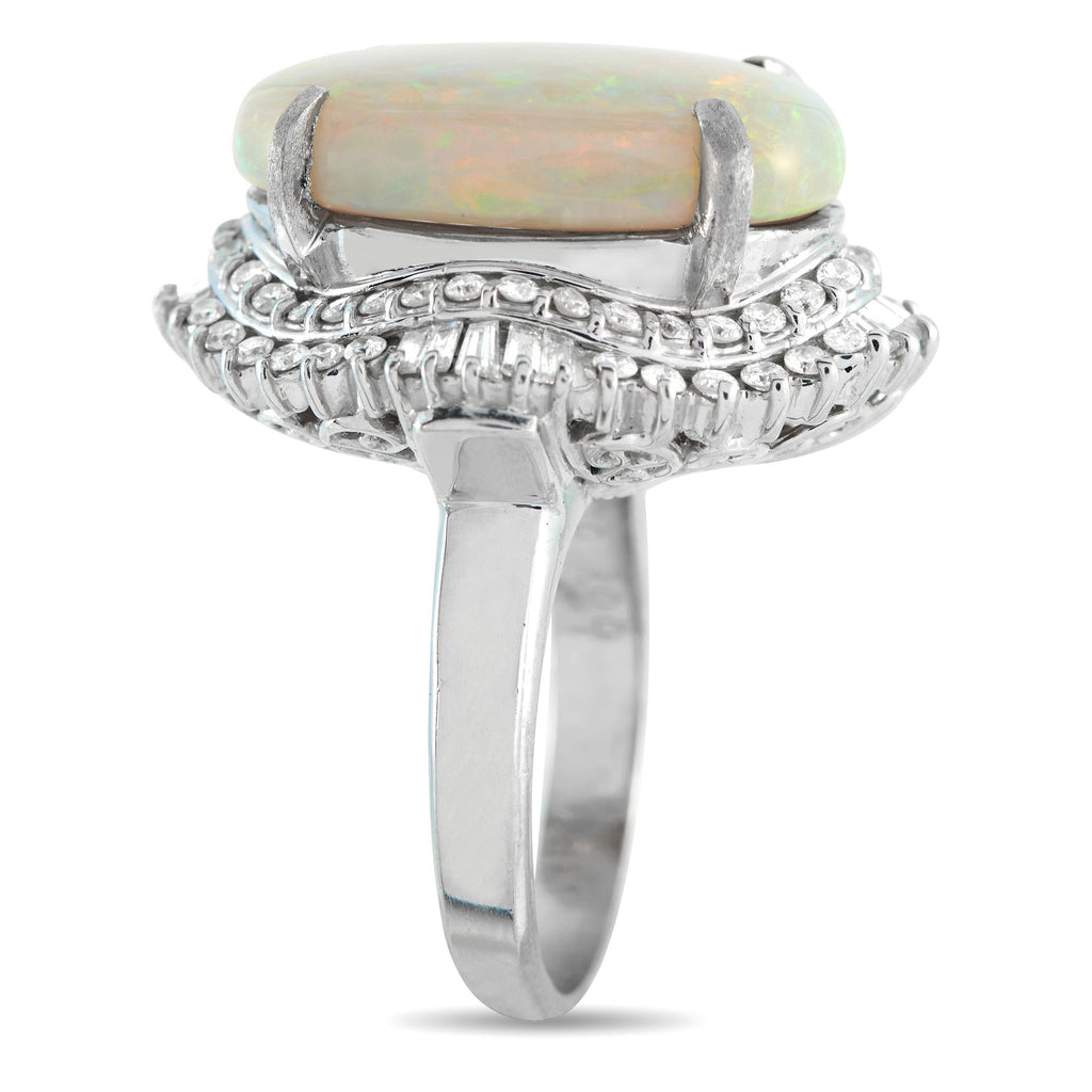 Exclusive Platinum 1.0ct Diamond and Opal Ring
