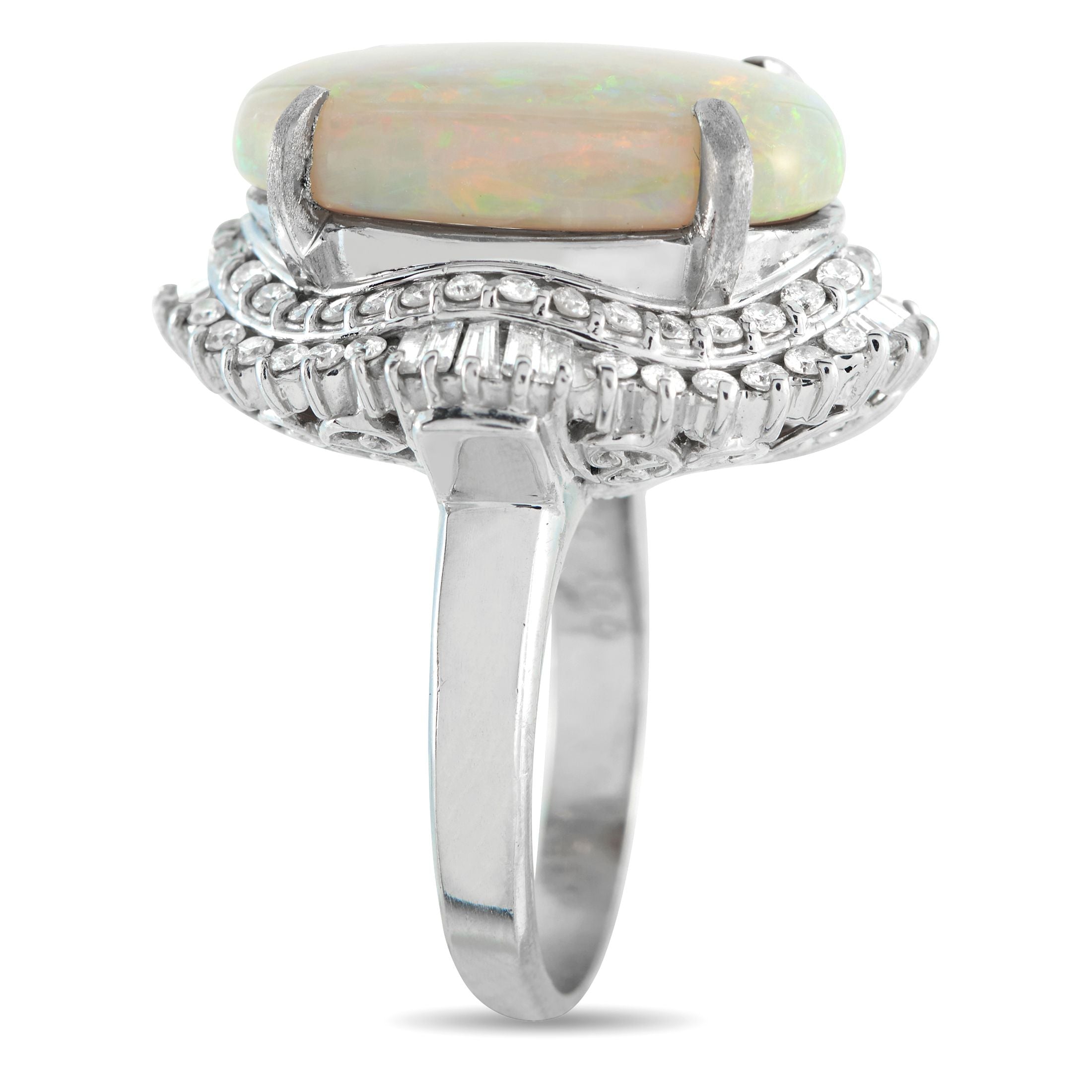 Exclusive Platinum 1.0ct Diamond and Opal Ring