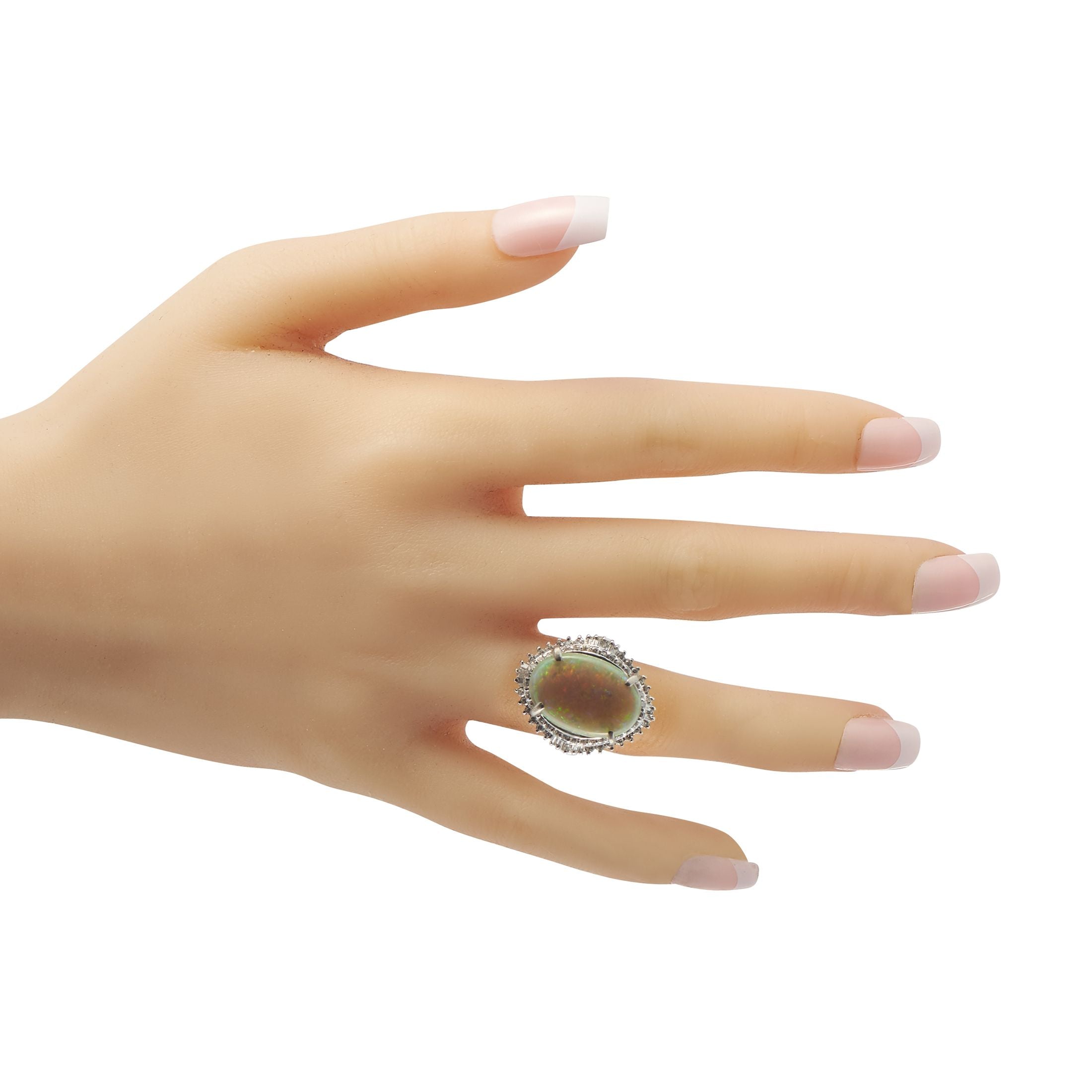 Exclusive Platinum 1.0ct Diamond and Opal Ring