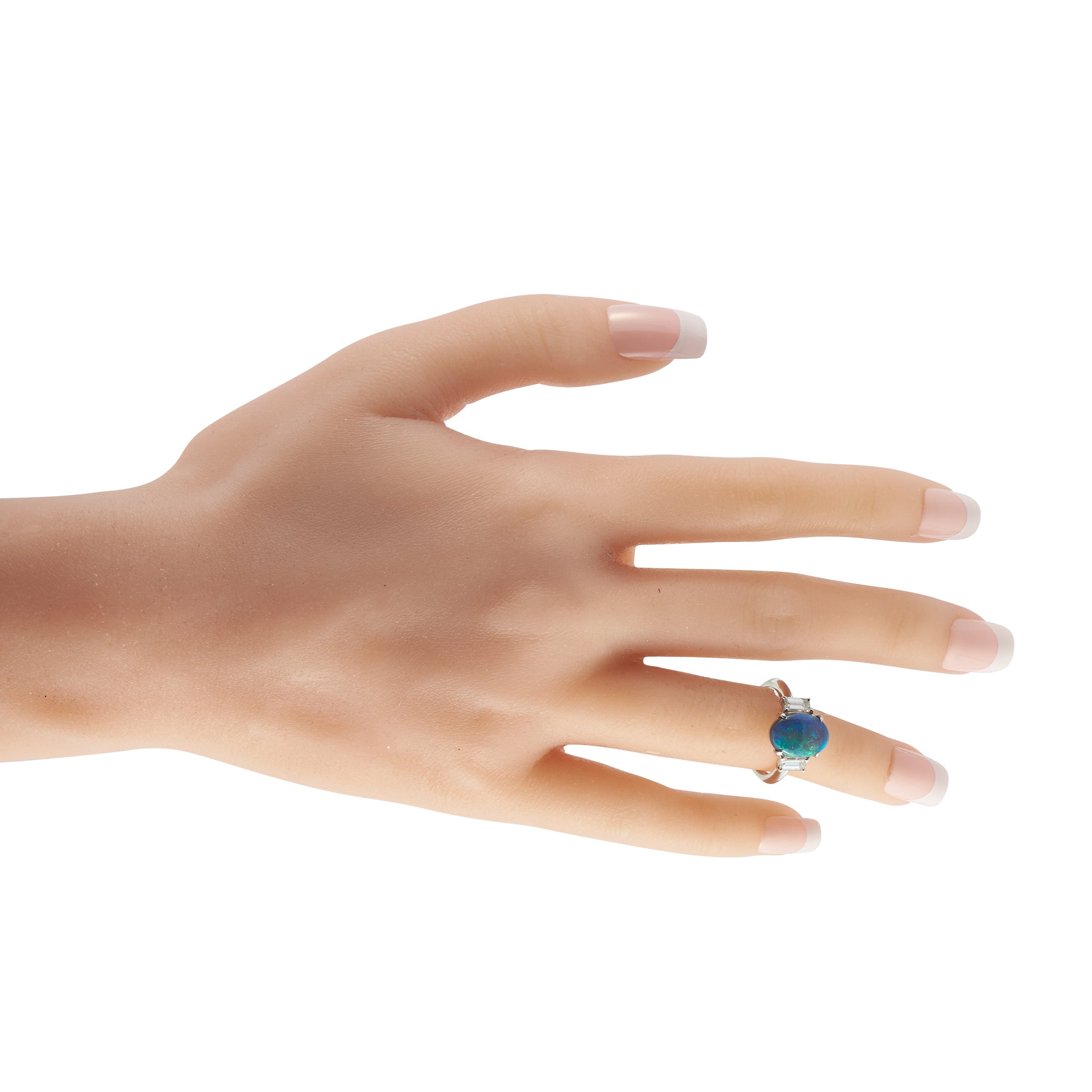Platinum 0.71ct Diamond and Opal Ring