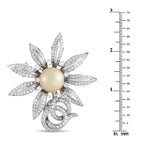 Platinum 5.50ct Diamond and Pearl Sunflower Brooch