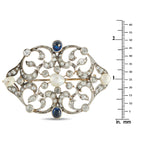 Platinum 4.0ct Diamond, Sapphire, and Natural Pearl Brooch