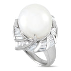 Platinum 1.12ct Diamond and Pearl Ring