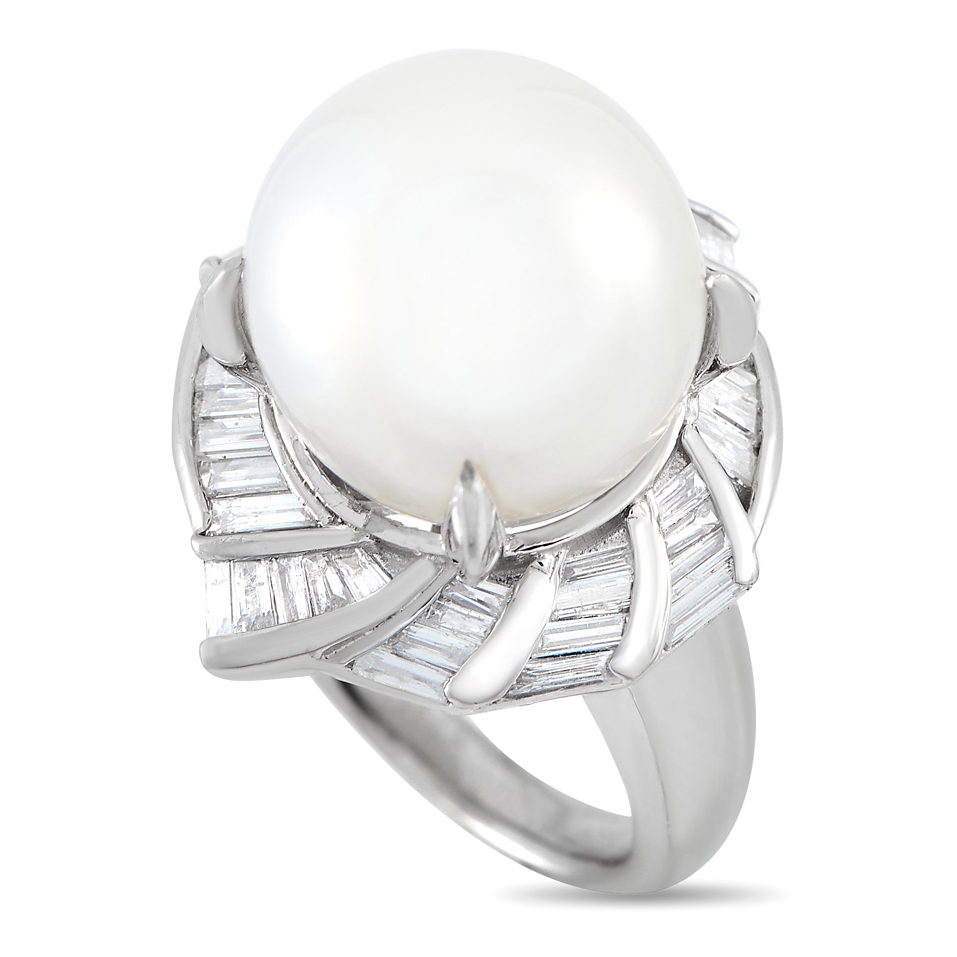 Platinum 1.12ct Diamond and Pearl Ring