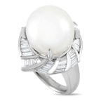 Exclusive Platinum 1.12ct Diamond and Pearl Ring – A breathtaking 13