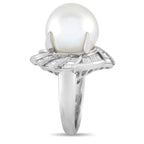 Platinum 1.12ct Diamond and Pearl Ring