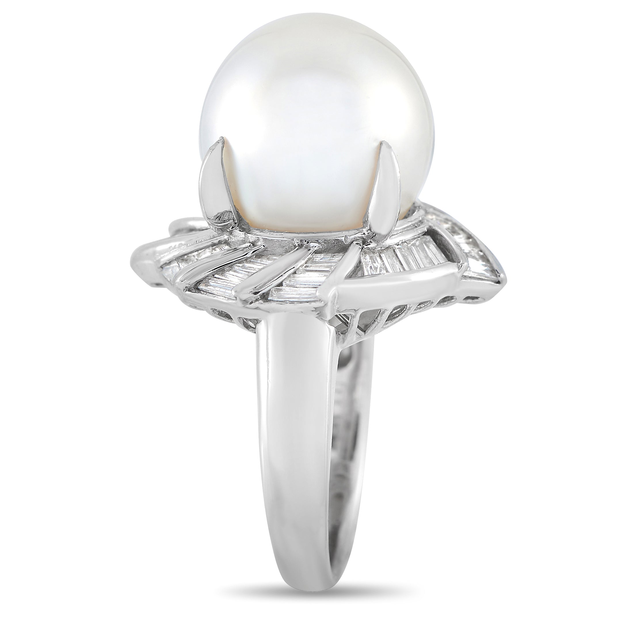 Platinum 1.12ct Diamond and Pearl Ring