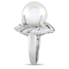 Exclusive Platinum 1.12ct Diamond and Pearl Ring