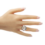 Exclusive Platinum 1.12ct Diamond and Pearl Ring