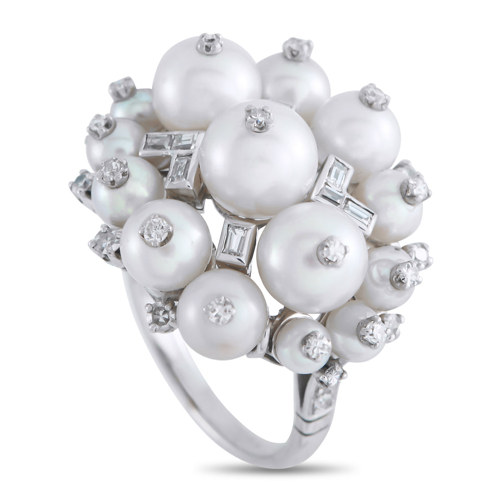 Platinum 0.75ct Diamond and Pearl Ring