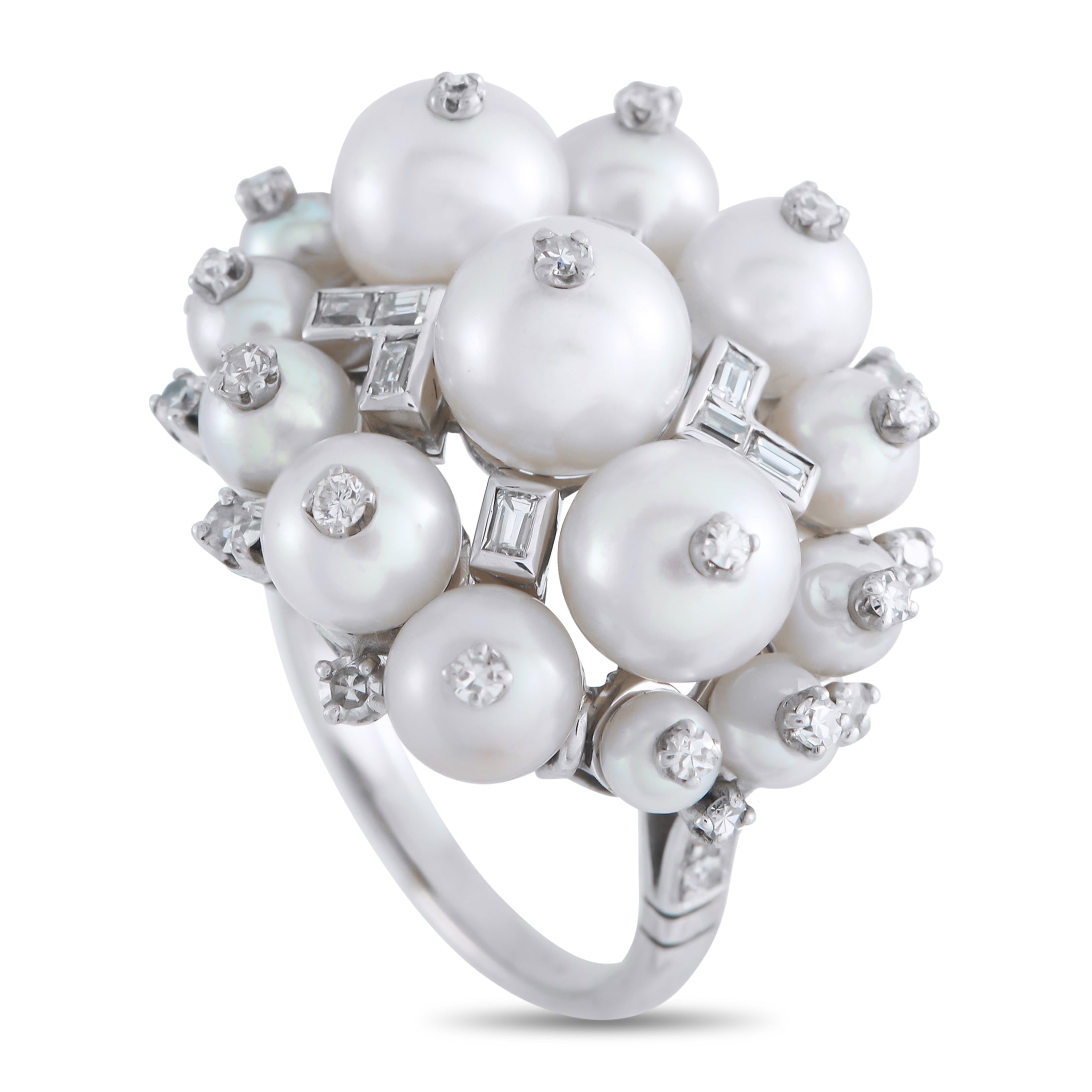 Platinum 0.75ct Diamond and Pearl Ring