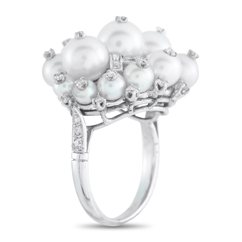 Platinum 0.75ct Diamond and Pearl Ring