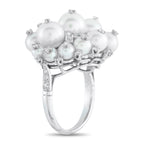Platinum 0.75ct Diamond and Pearl Ring