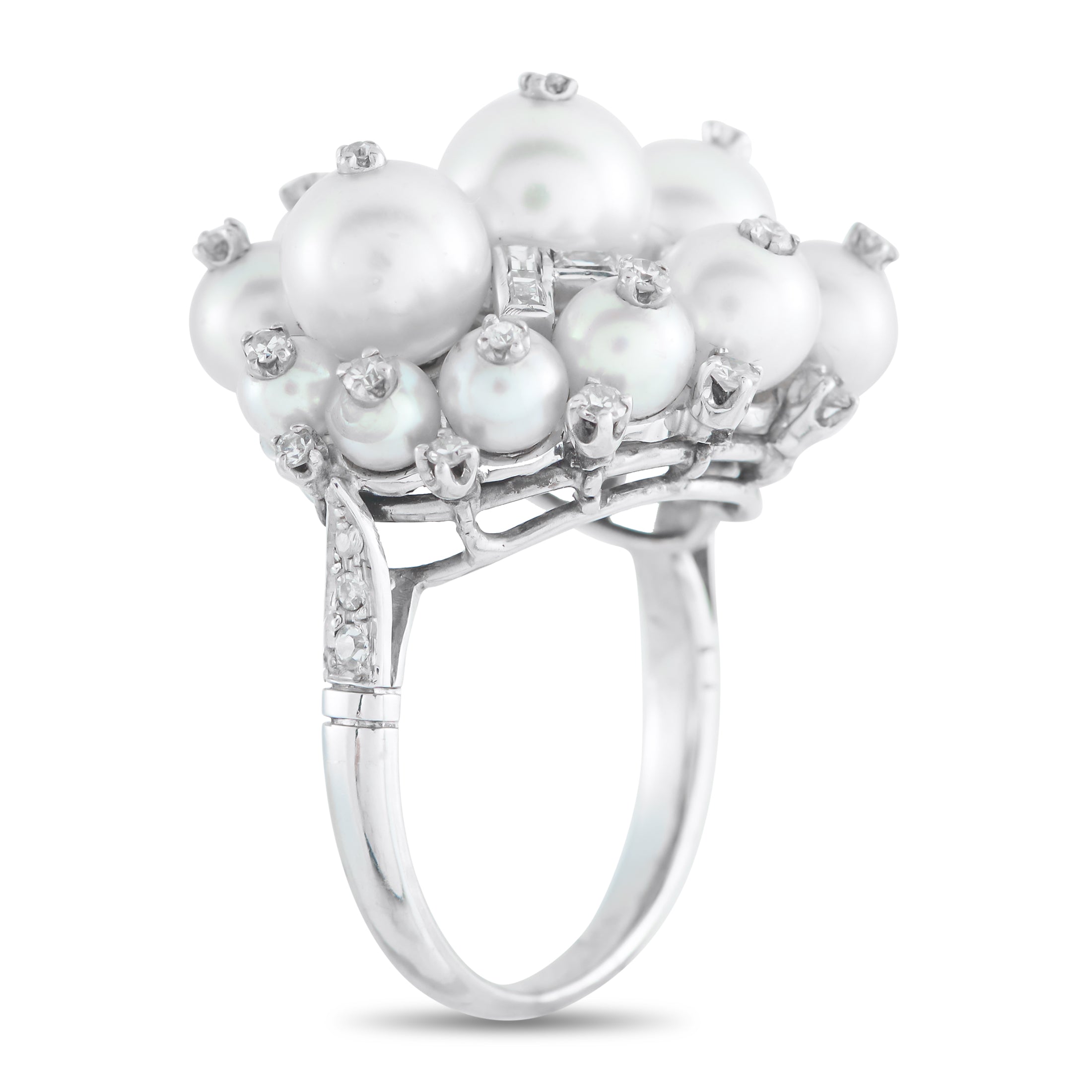 Platinum 0.75ct Diamond and Pearl Ring