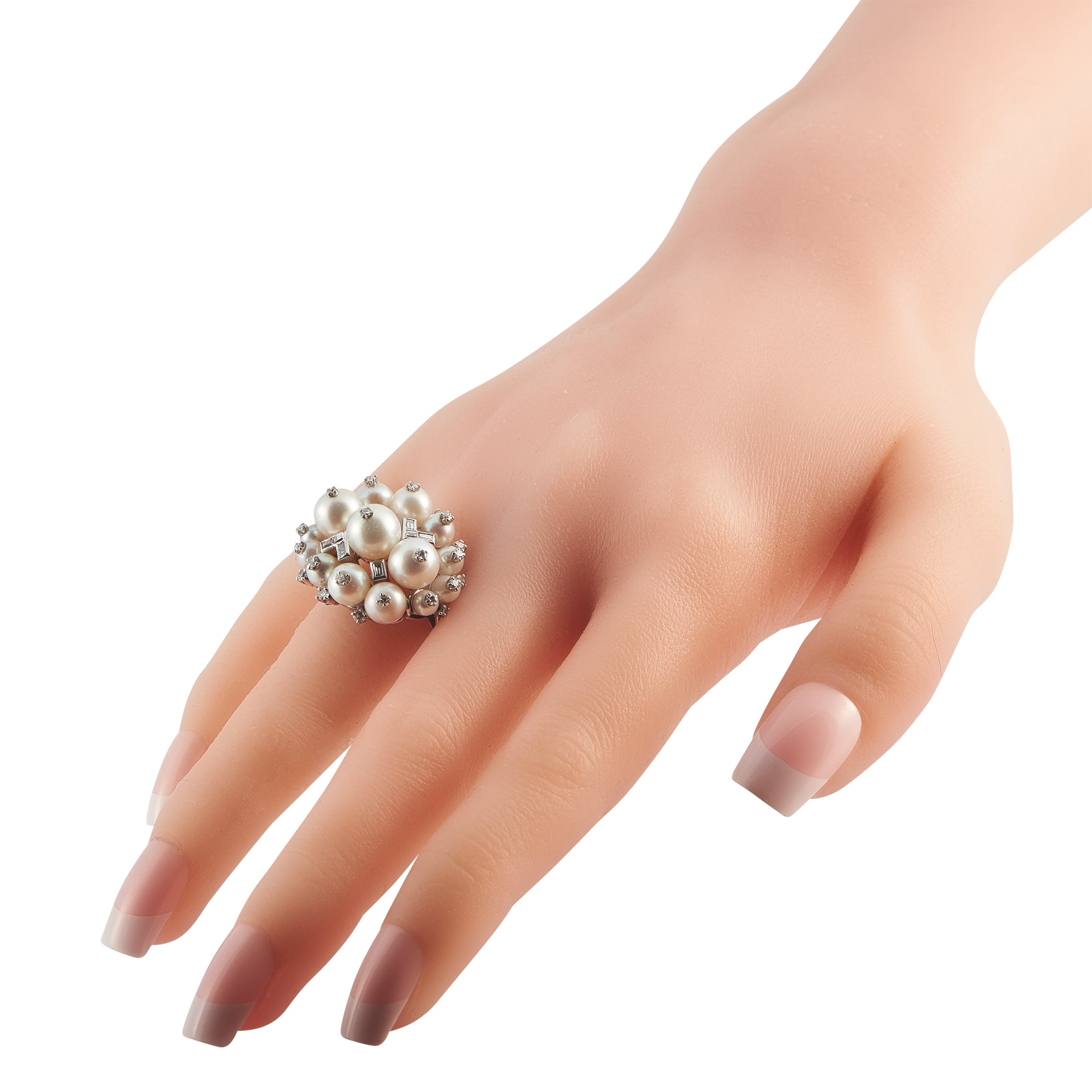 Platinum 0.75ct Diamond and Pearl Ring