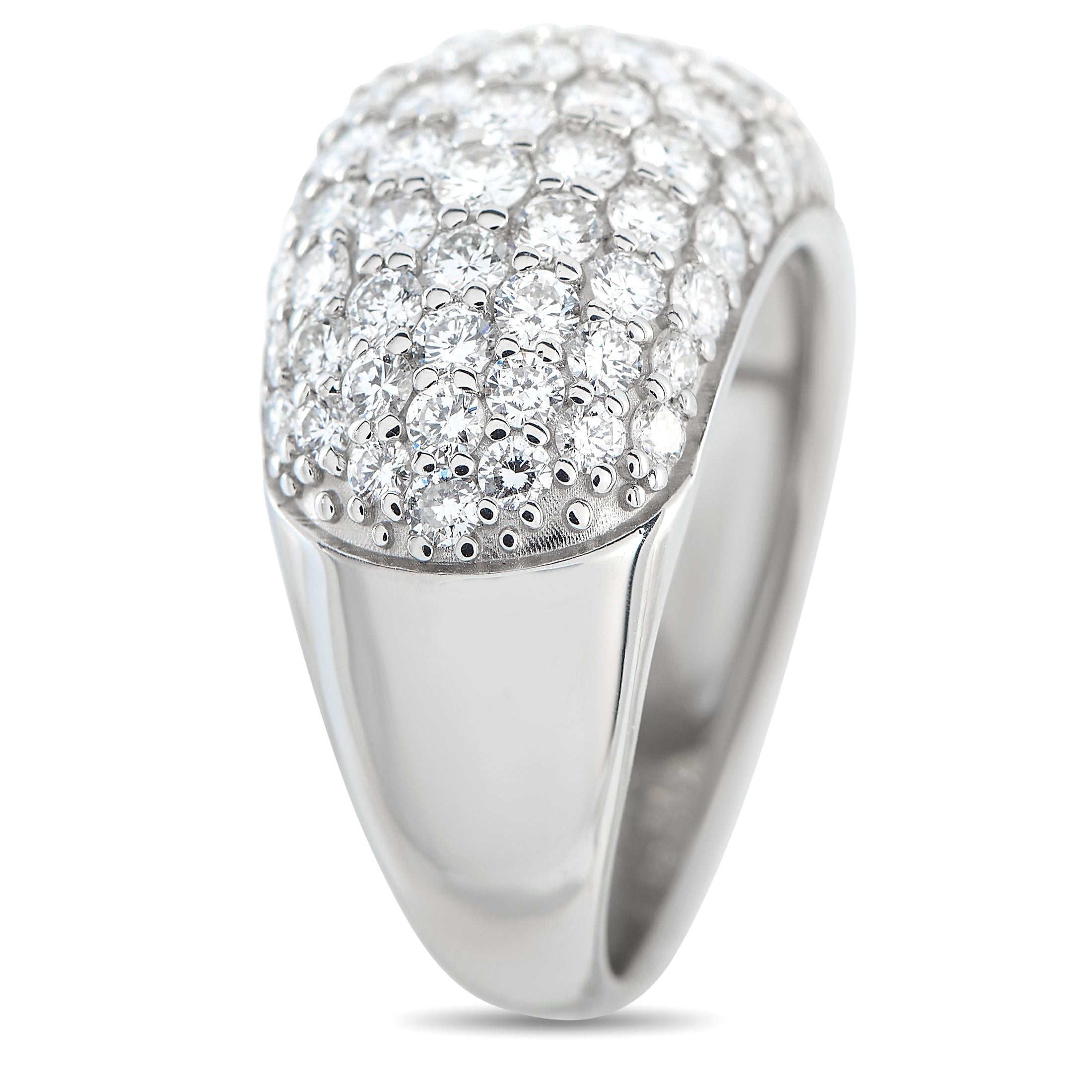 Exclusive Platinum 4.13ct Diamond Pave Dome Ring