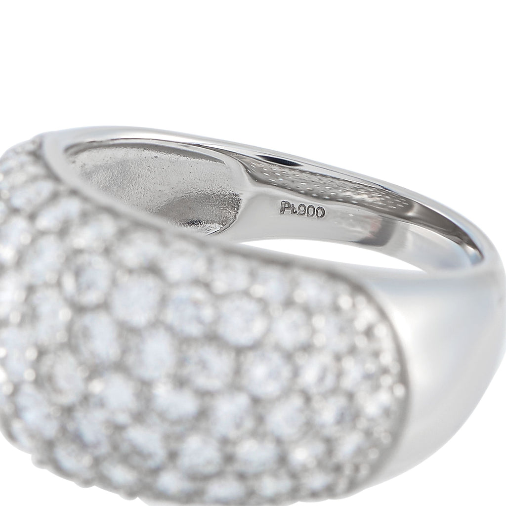 Exclusive Platinum 4.13ct Diamond Pave Dome Ring
