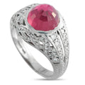 Platinum 0.30ct Diamond and Rubellite Ring