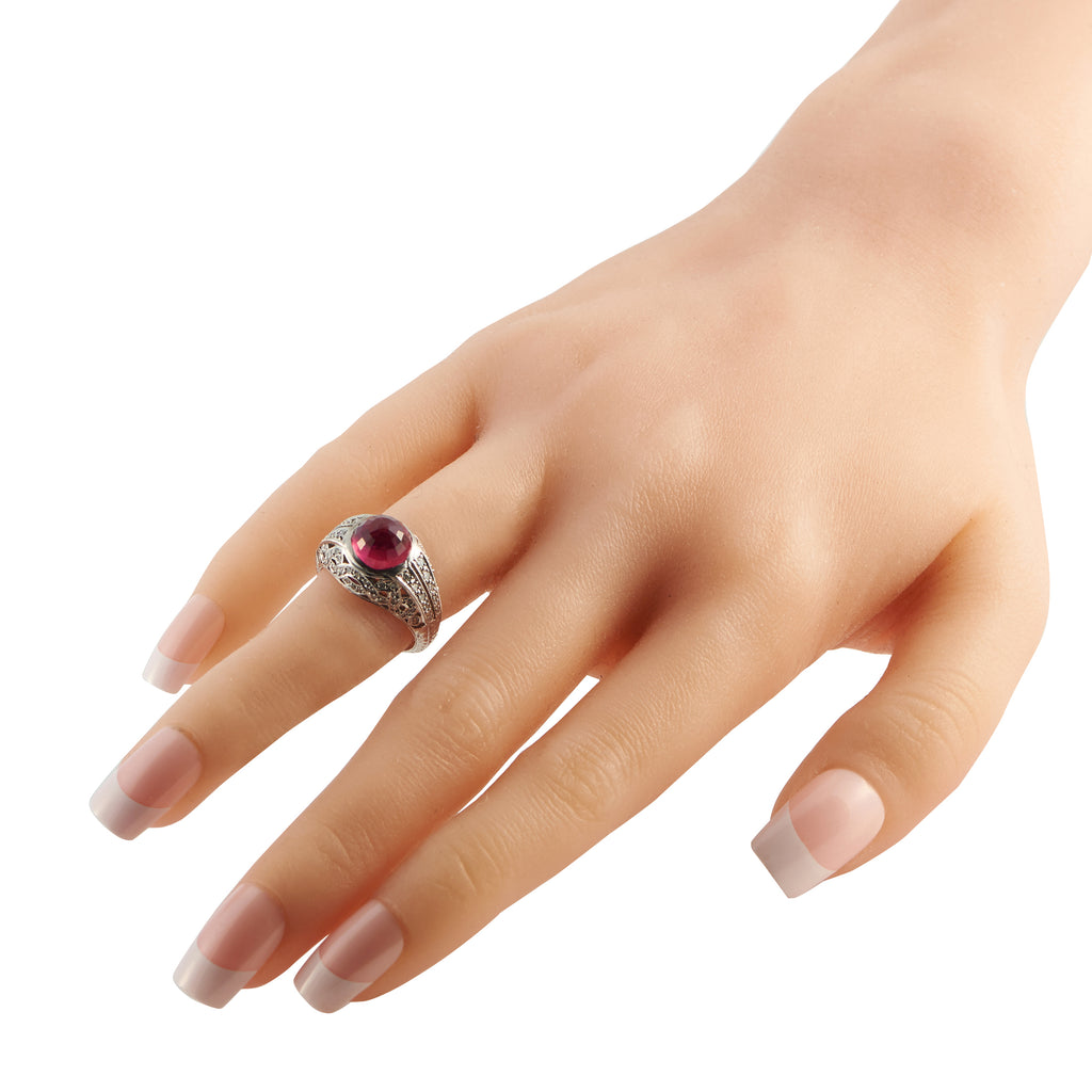 Platinum 0.30ct Diamond and Rubellite Ring