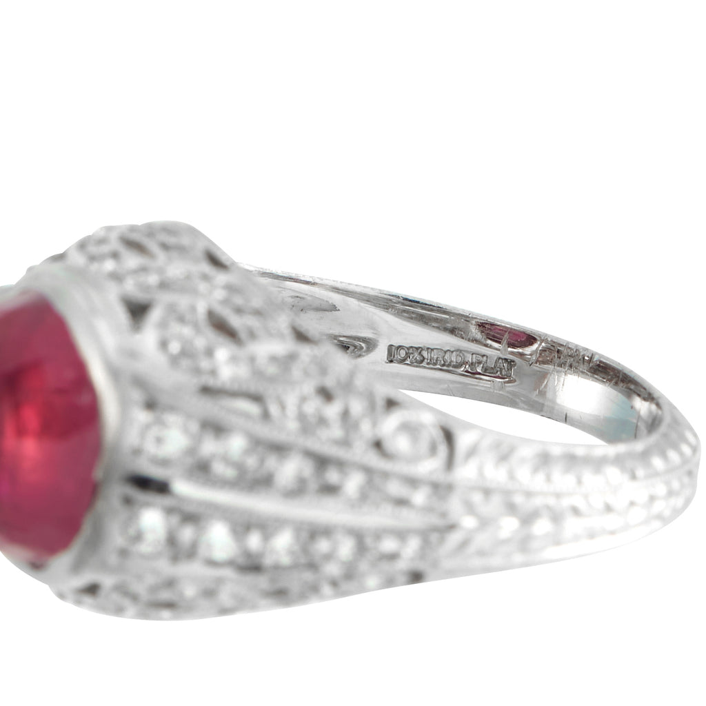 Platinum 0.30ct Diamond and Rubellite Ring