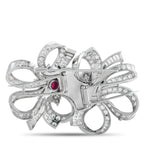 Platinum 11.10ct Diamond and Ruby Bow and Bloom Brooch