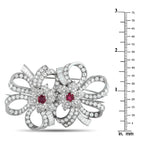 Platinum 11.10ct Diamond and Ruby Bow and Bloom Brooch