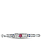 Platinum 2.80ct Diamond and No-Heat Burma Ruby Brooch