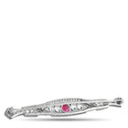 Platinum 2.80ct Diamond and No-Heat Burma Ruby Brooch