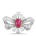 Platinum 4.14ct Diamond and Ruby Brooch