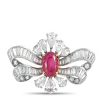 Platinum 4.14ct Diamond and Ruby Brooch