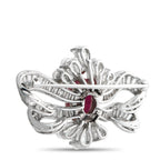 Platinum 4.14ct Diamond and Ruby Brooch