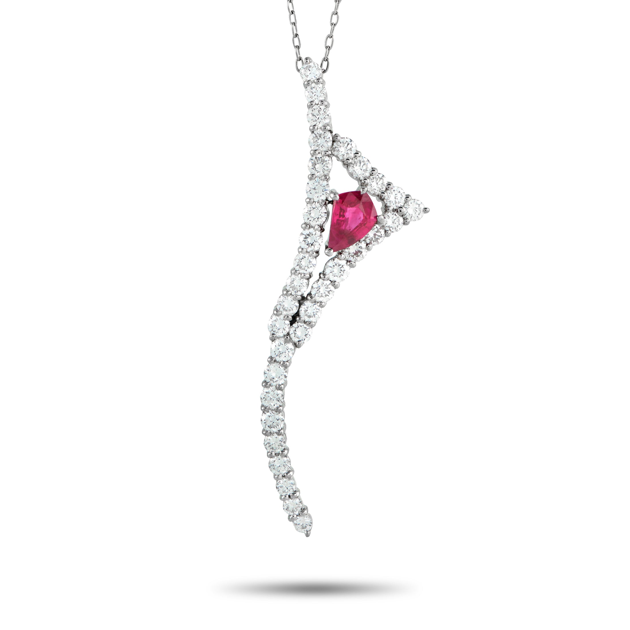 Platinum 2.10ct Diamond and Ruby Kite Pendant