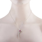 Platinum 2.10ct Diamond and Ruby Kite Pendant