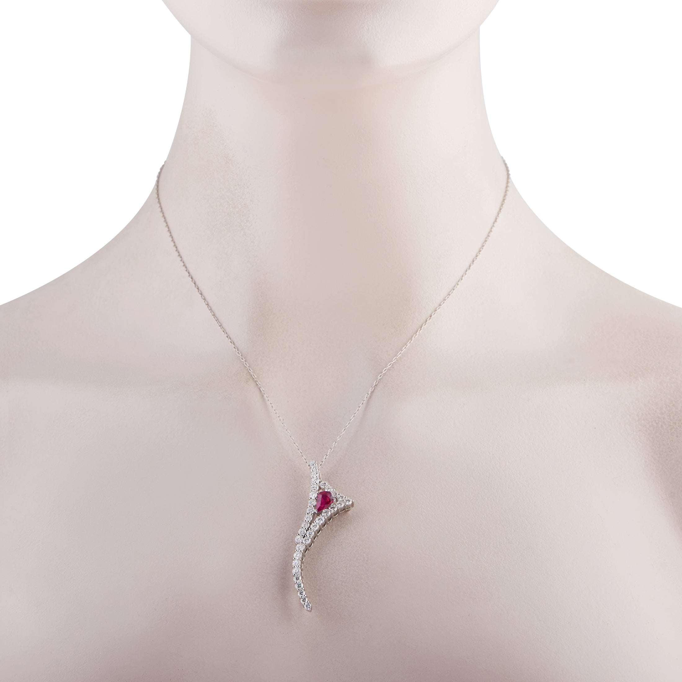 Platinum 2.10ct Diamond and Ruby Kite Pendant