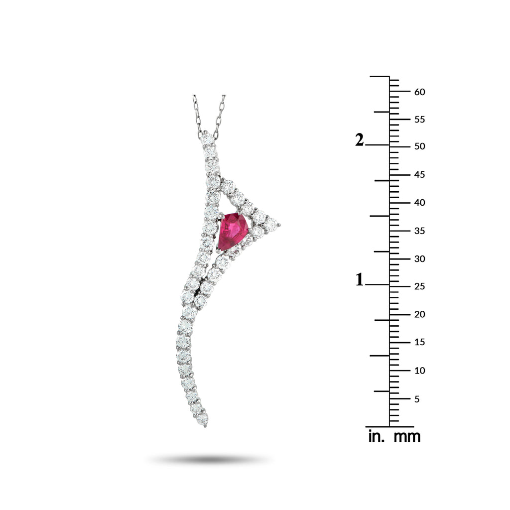 Platinum 2.10ct Diamond and Ruby Kite Pendant