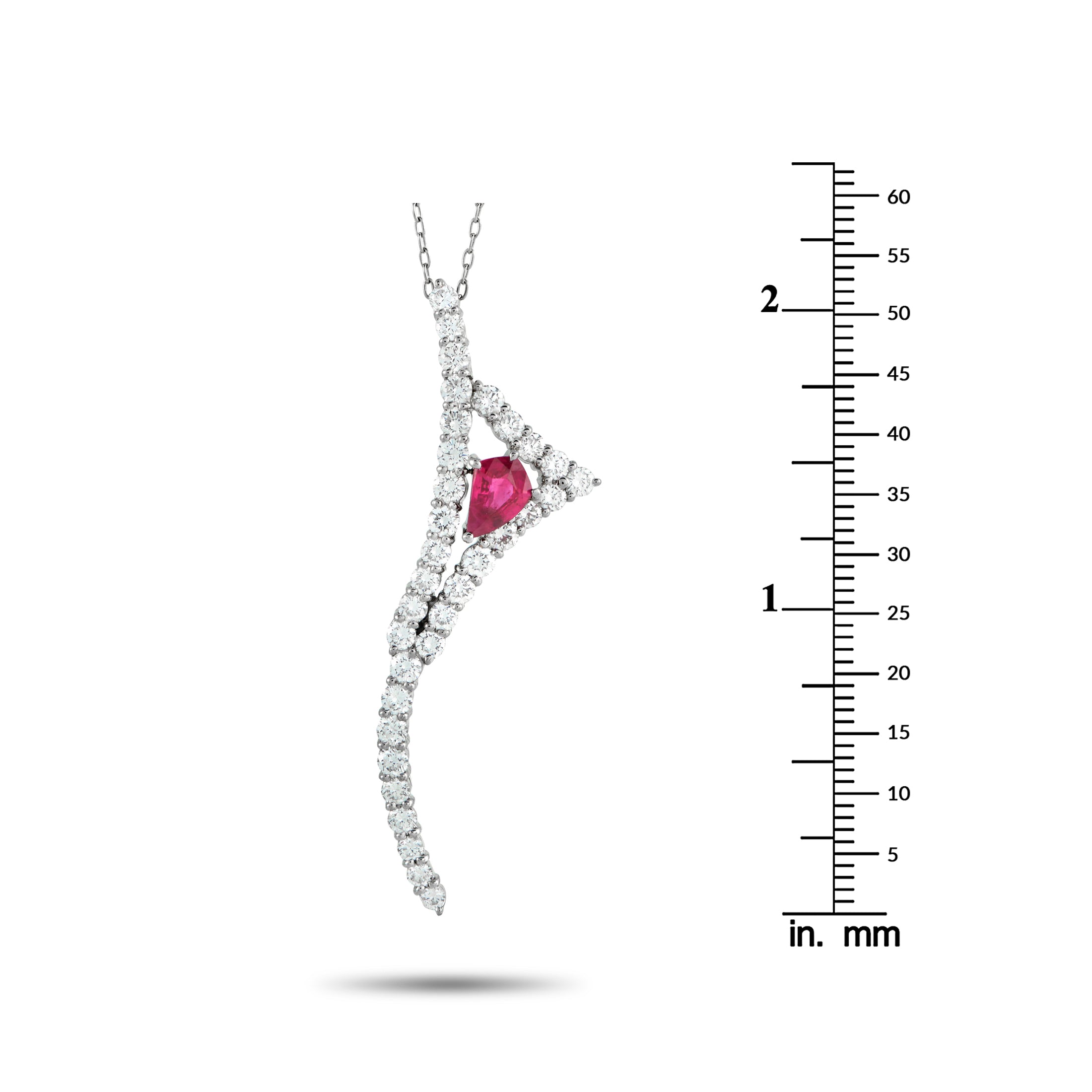 Platinum 2.10ct Diamond and Ruby Kite Pendant