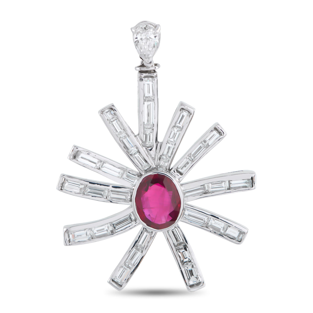 Exclusive  Platinum 2.0ct Diamond and Ruby Pendant