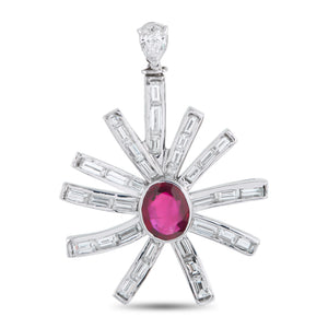 Platinum 2.0ct Diamond and Ruby Pendant