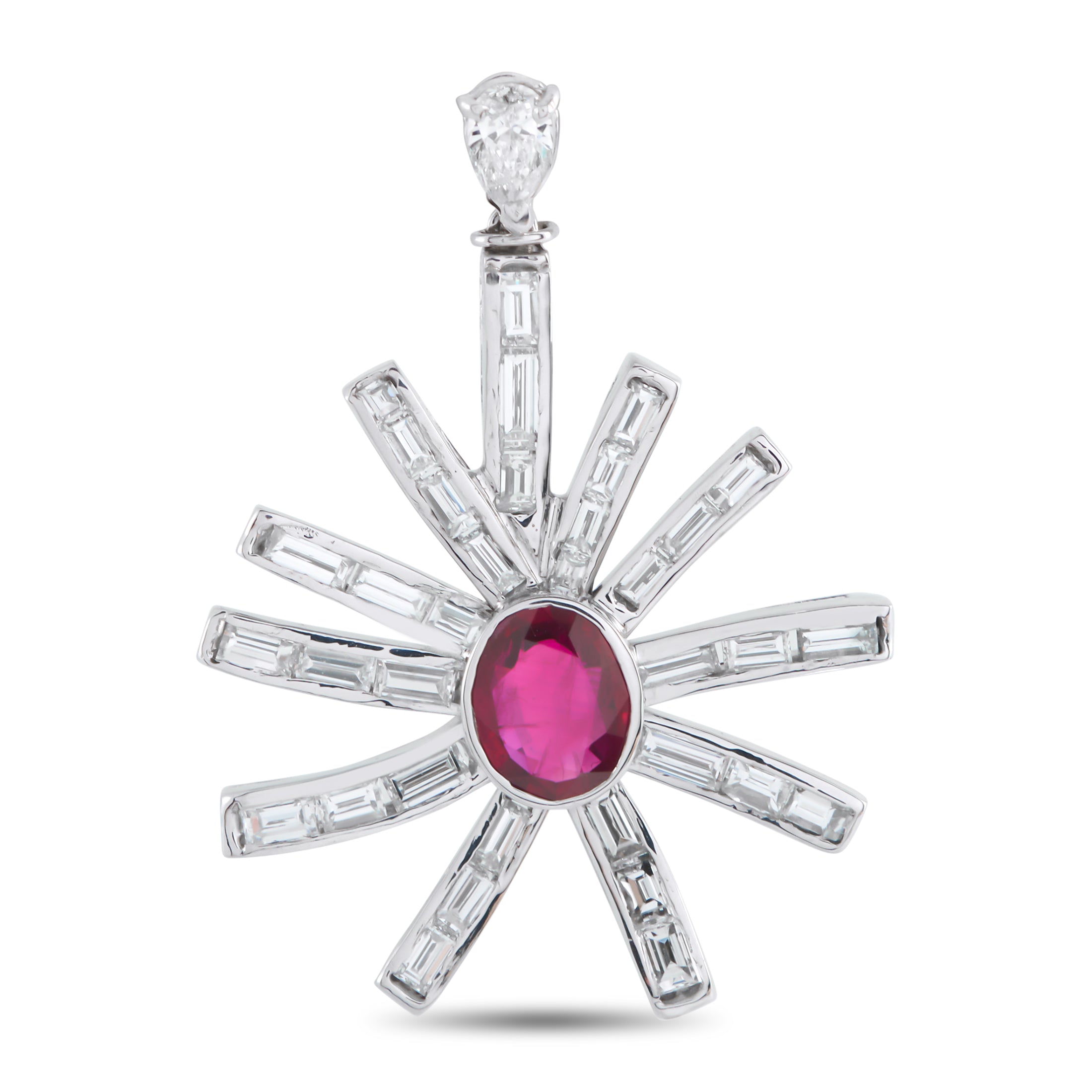 Exclusive  Platinum 2.0ct Diamond and Ruby Pendant