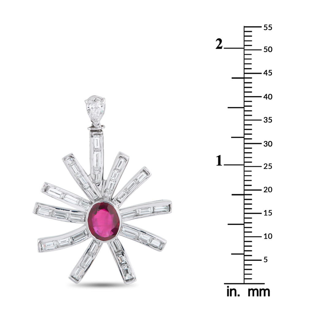 Platinum 2.0ct Diamond and Ruby Pendant