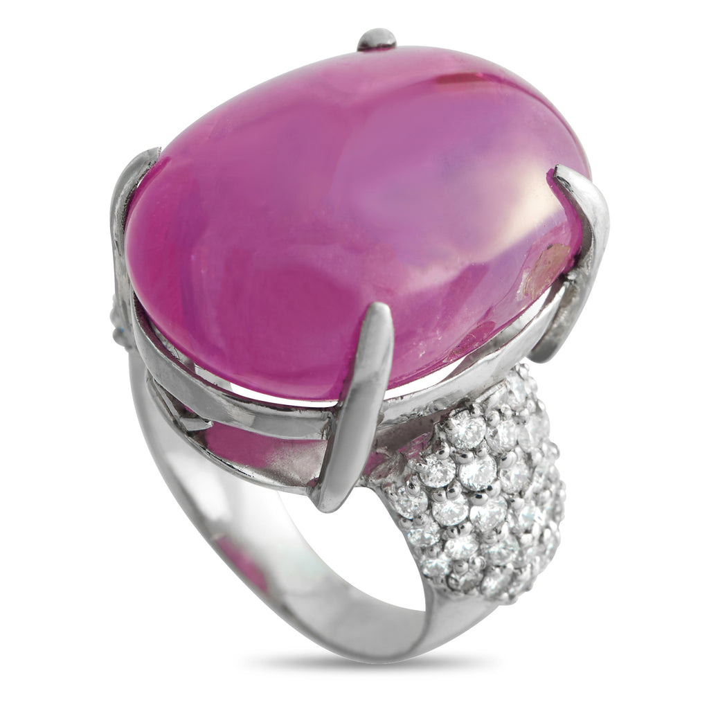 Platinum 1.25ct Diamond and Burma Ruby Ring