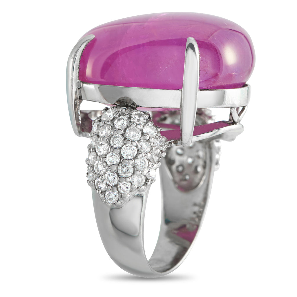 Platinum 1.25ct Diamond and Burma Ruby Ring