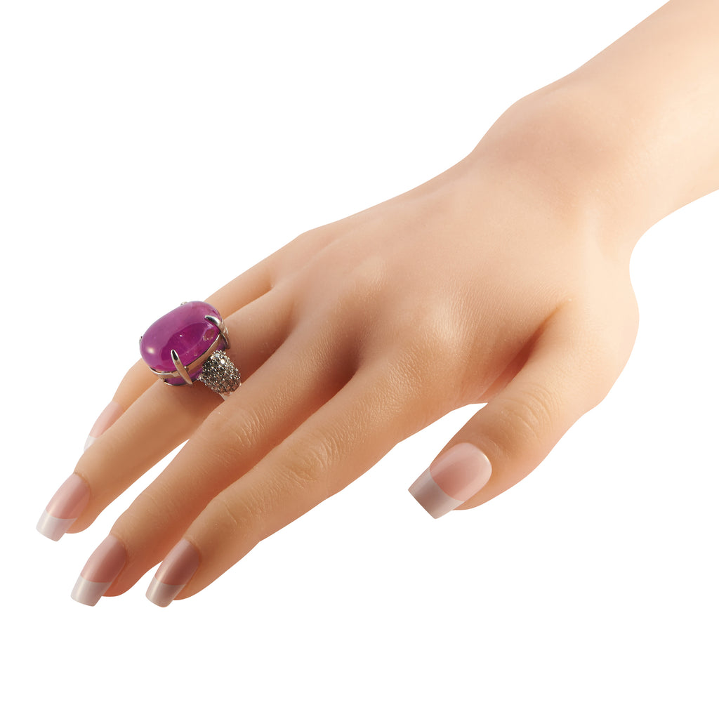 Platinum 1.25ct Diamond and Burma Ruby Ring