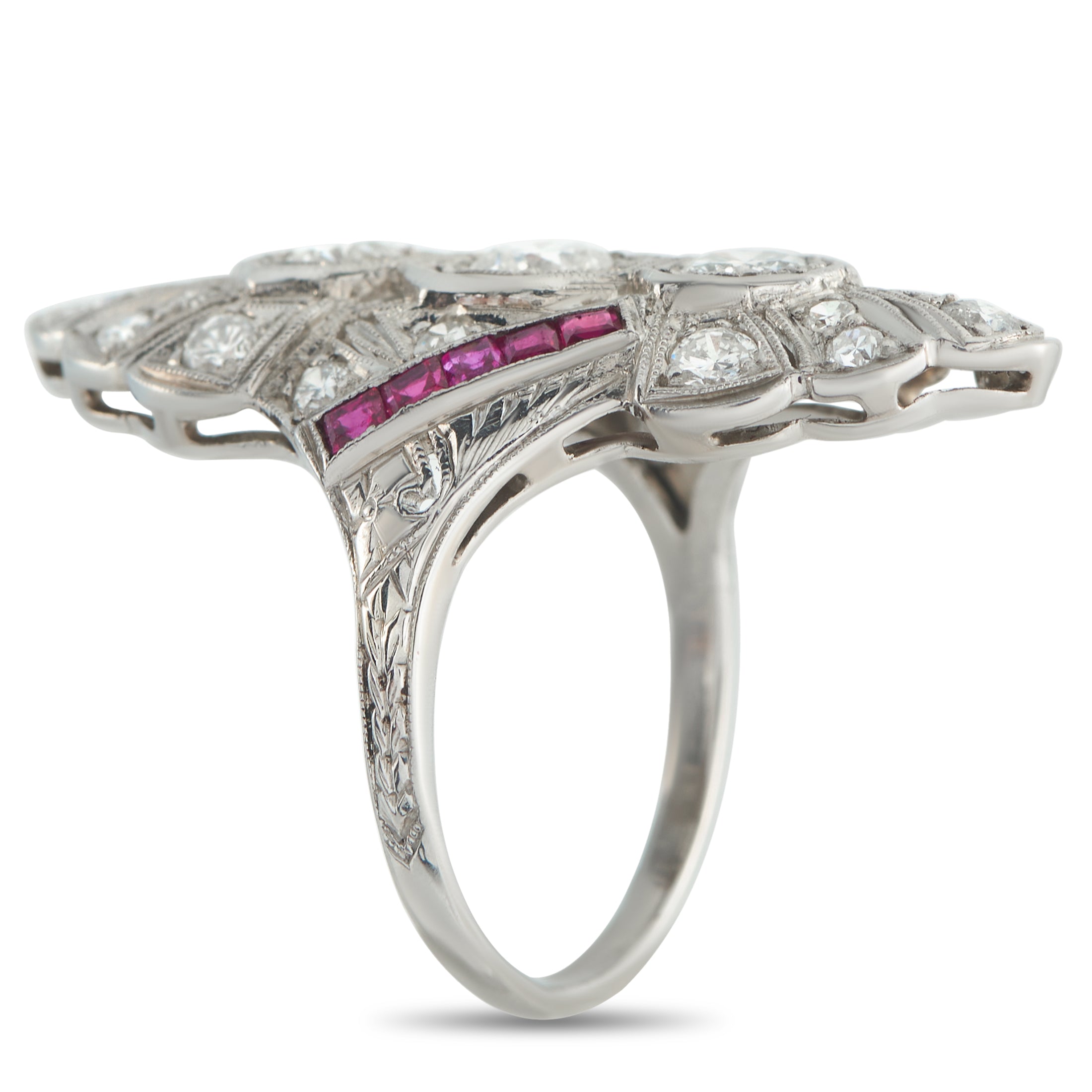 Platinum 1.0ct Diamond and Ruby Ring