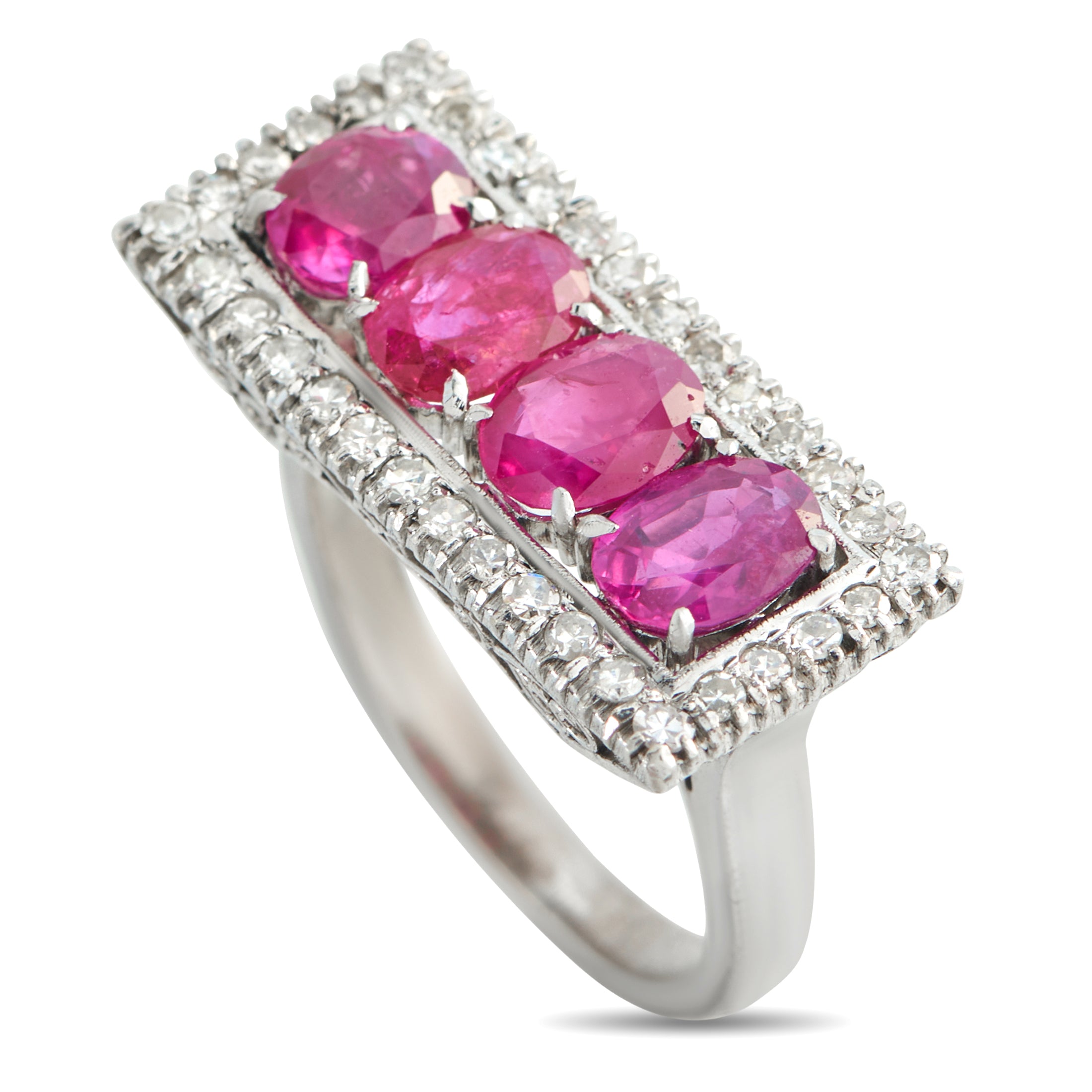 Platinum 0.60ct Diamond and Ruby Ring
