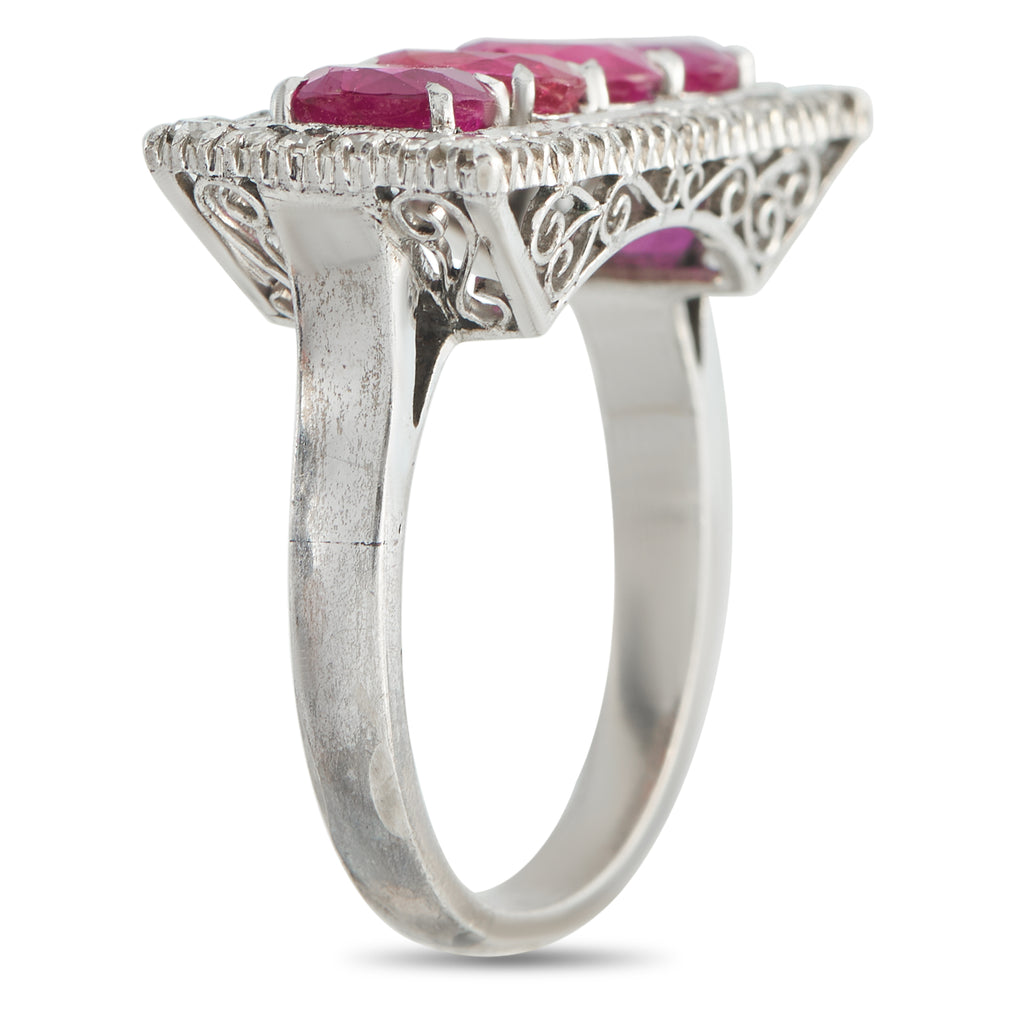 Platinum 0.60ct Diamond and Ruby Ring