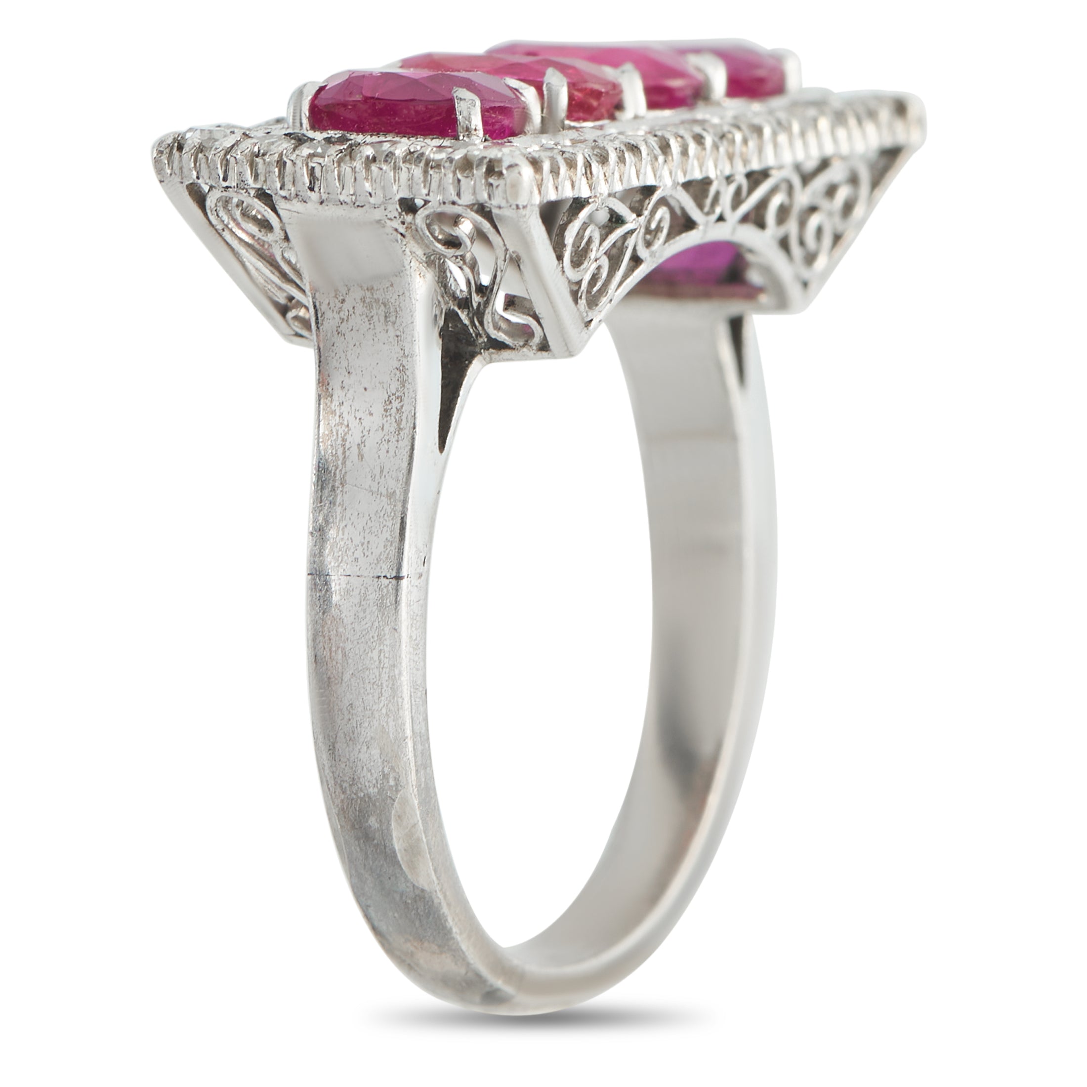 Platinum 0.60ct Diamond and Ruby Ring