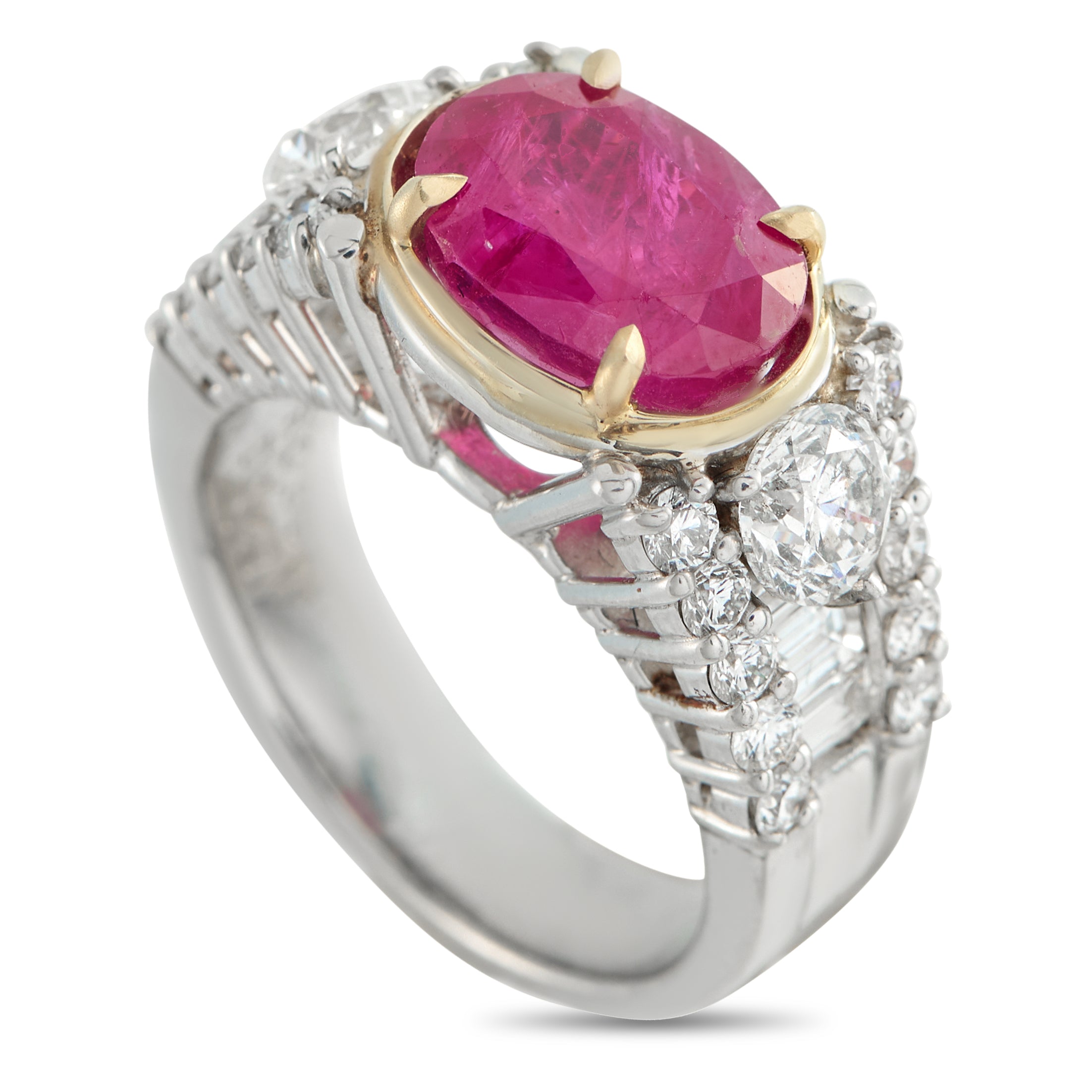 Platinum 1.60ct Diamond and Ruby Ring