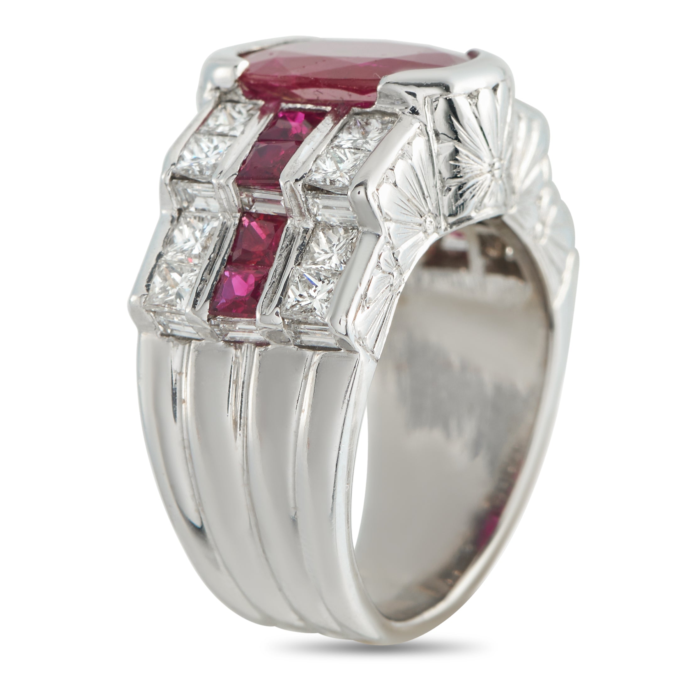 Platinum 1.76ct Diamond and Ruby Ring