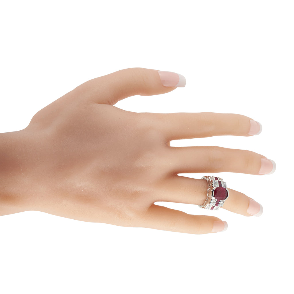 Platinum 1.76ct Diamond and Ruby Ring